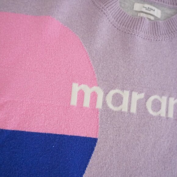 Isabel Marant Etoile Purple Pink Korbin Logo 45% Cotton 20% Wool Sweater 44 (M) - Picture 9 of 11